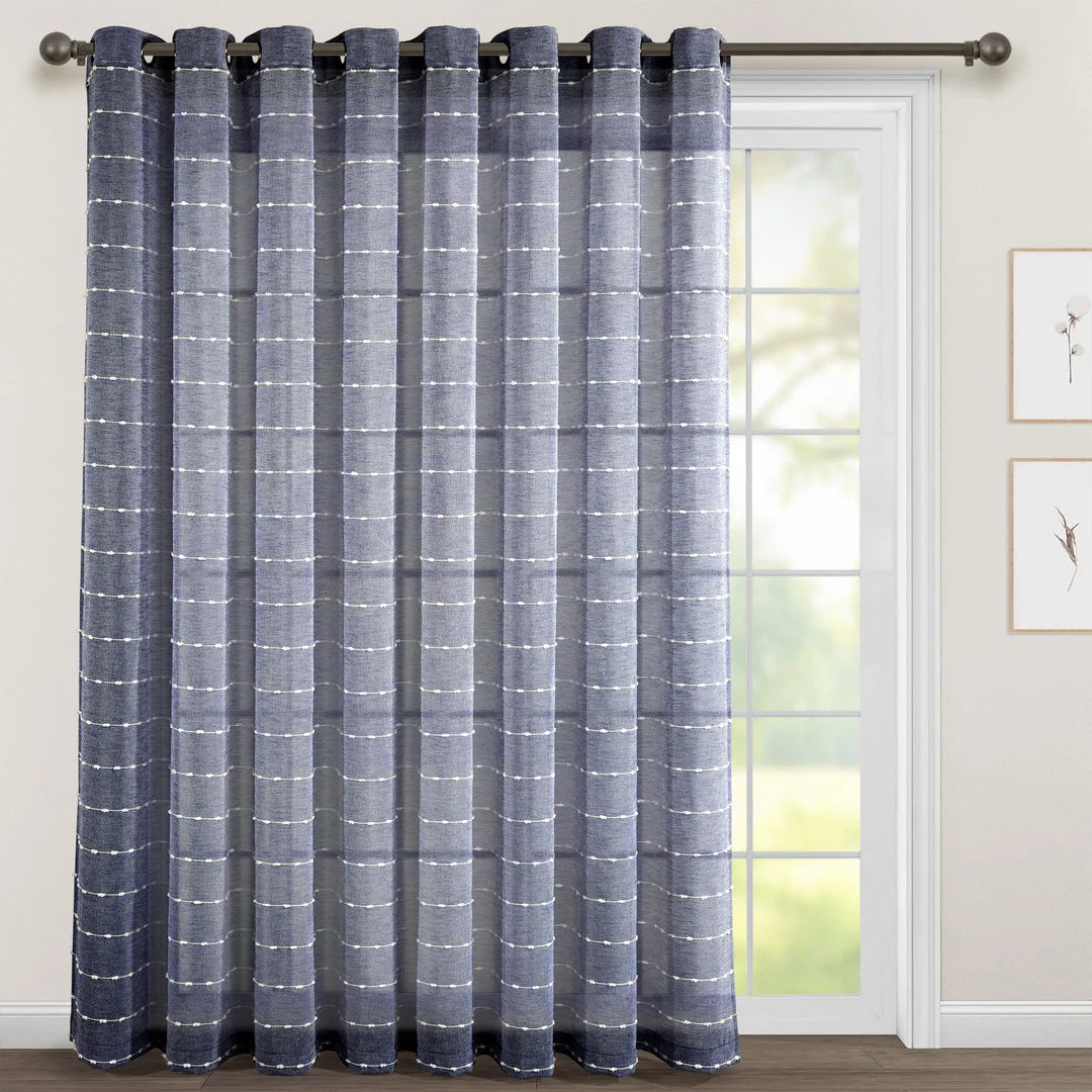 AQEELAHMED | Farmhouse Textured Grommet Sheer Ultra Wide Window Curtain Panel