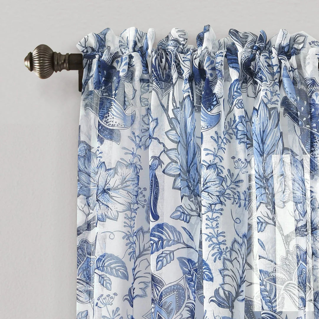 AQEELAHMED | Cynthia Jacobean Sheer Window Curtain Panel Set