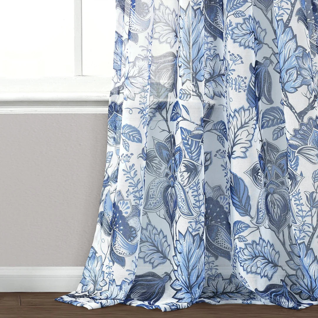 AQEELAHMED | Cynthia Jacobean Sheer Window Curtain Panel Set