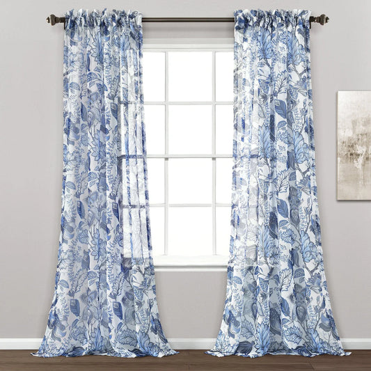 AQEELAHMED | Cynthia Jacobean Sheer Window Curtain Panel Set