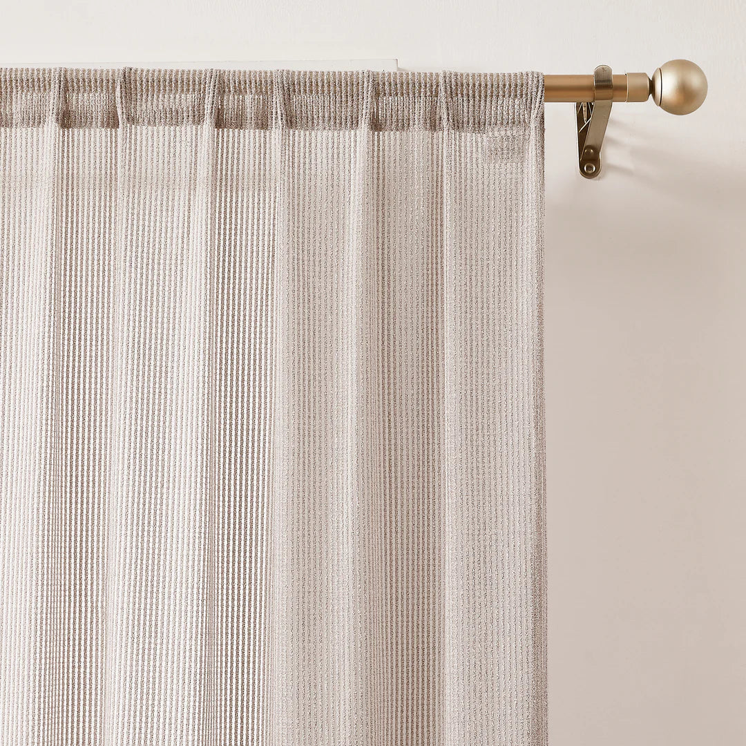 AQEELAHMED | Milla Knitted Textured Sheer Window Curtain Panel Pair