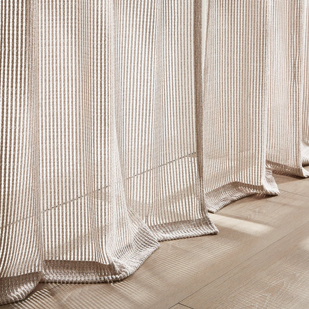 AQEELAHMED | Milla Knitted Textured Sheer Window Curtain Panel Pair