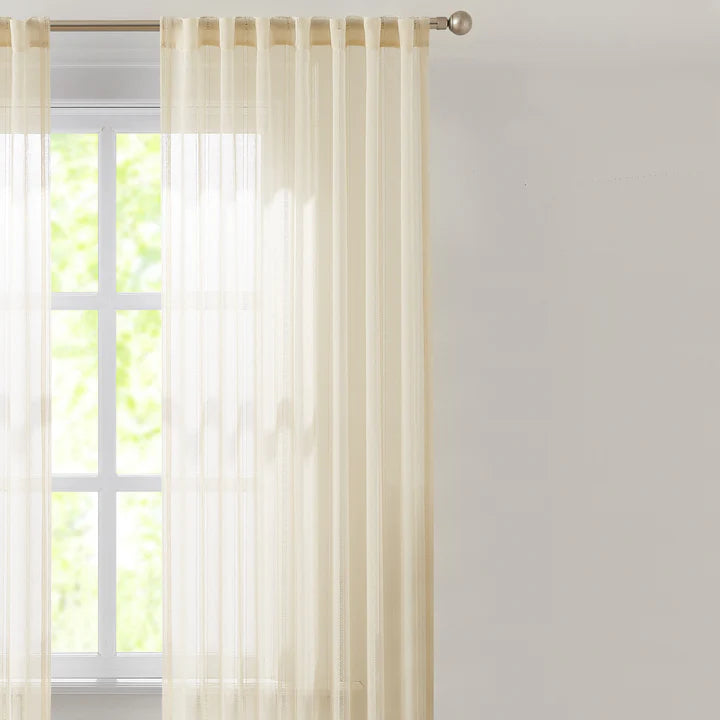AQEELAHMED | Calia Textured Stripe Sheer Window Curtain Panels