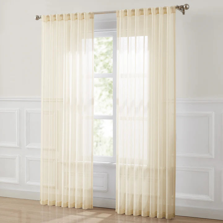 AQEELAHMED | Calia Textured Stripe Sheer Window Curtain Panels
