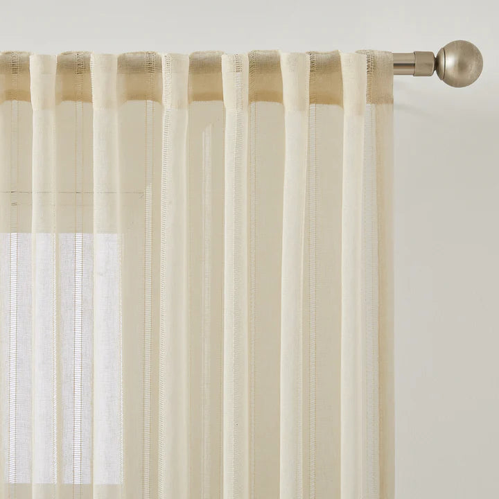 AQEELAHMED | Calia Textured Stripe Sheer Window Curtain Panels