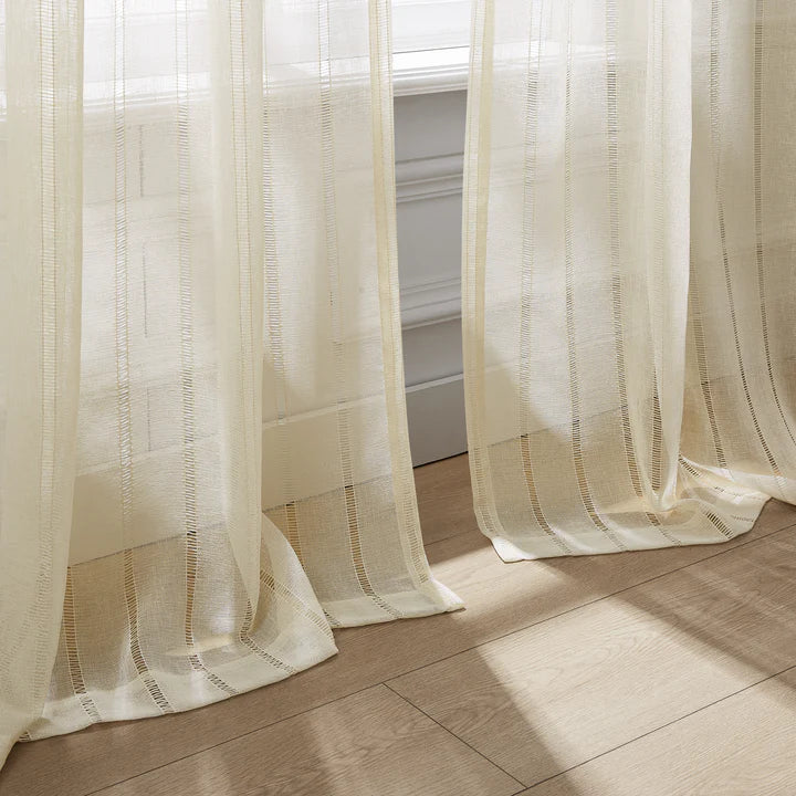 AQEELAHMED | Calia Textured Stripe Sheer Window Curtain Panels