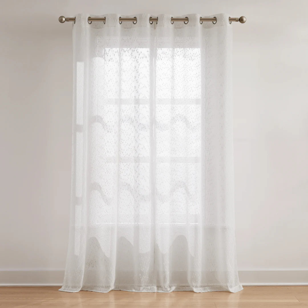 AQEELAHMED | Aileen Textured Raindrop Sheer Window Curtain Panels