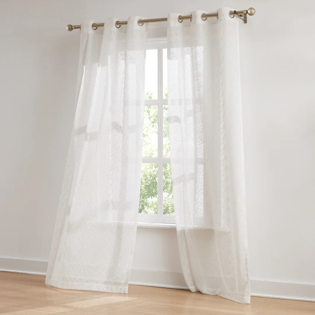 AQEELAHMED | Aileen Textured Raindrop Sheer Window Curtain Panels