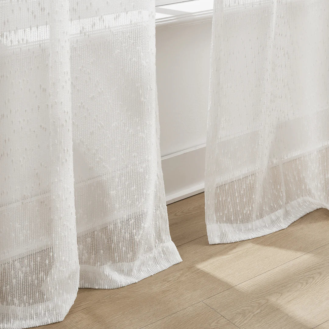 AQEELAHMED | Aileen Textured Raindrop Sheer Window Curtain Panels