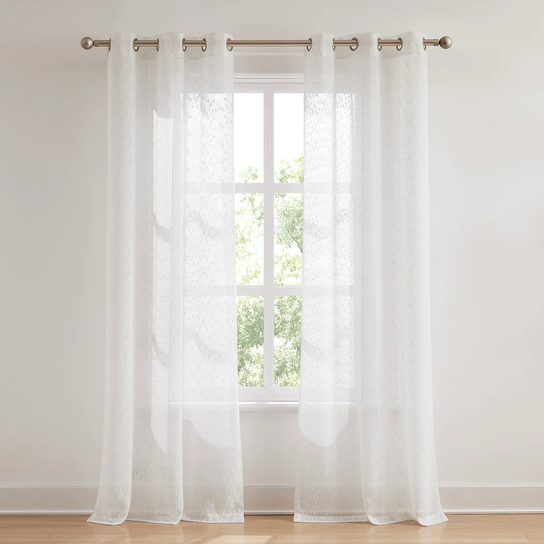 AQEELAHMED | Aileen Textured Raindrop Sheer Window Curtain Panels