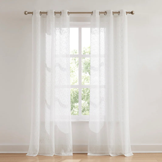 AQEELAHMED | Aileen Textured Raindrop Sheer Window Curtain Panels